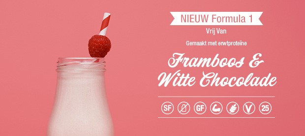 F1 Vrij van - Framboos & witte chocolade